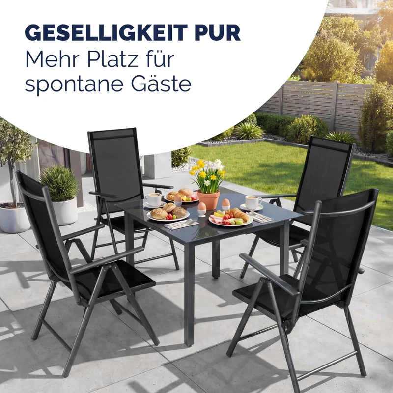 Casaria Gartenstühle Bern 2er Set, klappbarer Hochlehner aus Aluminium