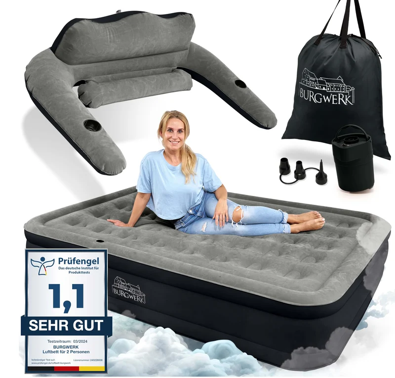 Burgwerk Luftbett selbstaufblasend 2 Personen 203x152 cm mit Pumpe