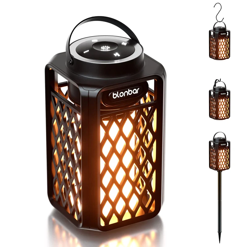 blonbar AJ200 Bluetooth-Lautsprecher mit Flammenlicht, IP65 Outdoor