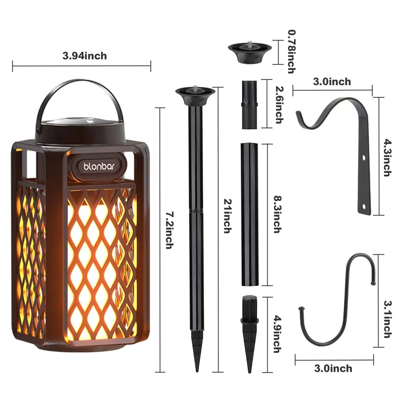 blonbar AJ200 Bluetooth-Lautsprecher mit Flammenlicht, IP65 Outdoor