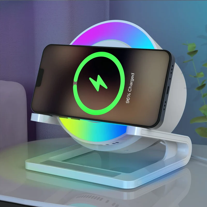 JAHAO M6064 Bluetooth Lautsprecher mit Nachtlicht & Wireless Charger