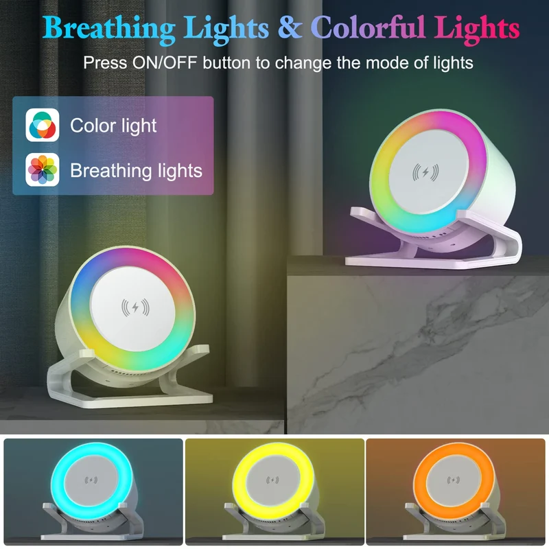 JAHAO M6064 Bluetooth Lautsprecher mit Nachtlicht & Wireless Charger