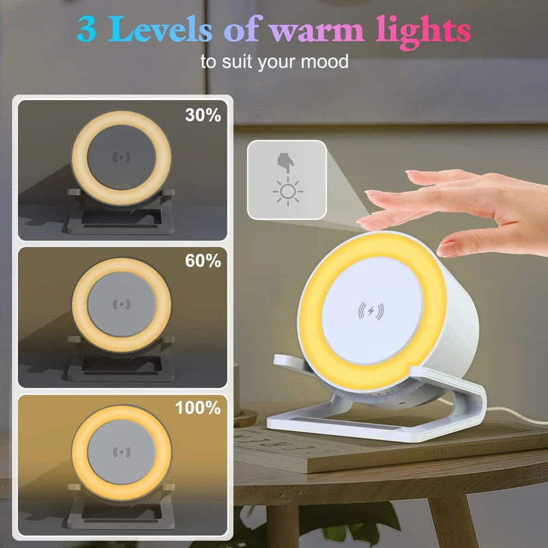 JAHAO M6064 Bluetooth Lautsprecher mit Nachtlicht & Wireless Charger