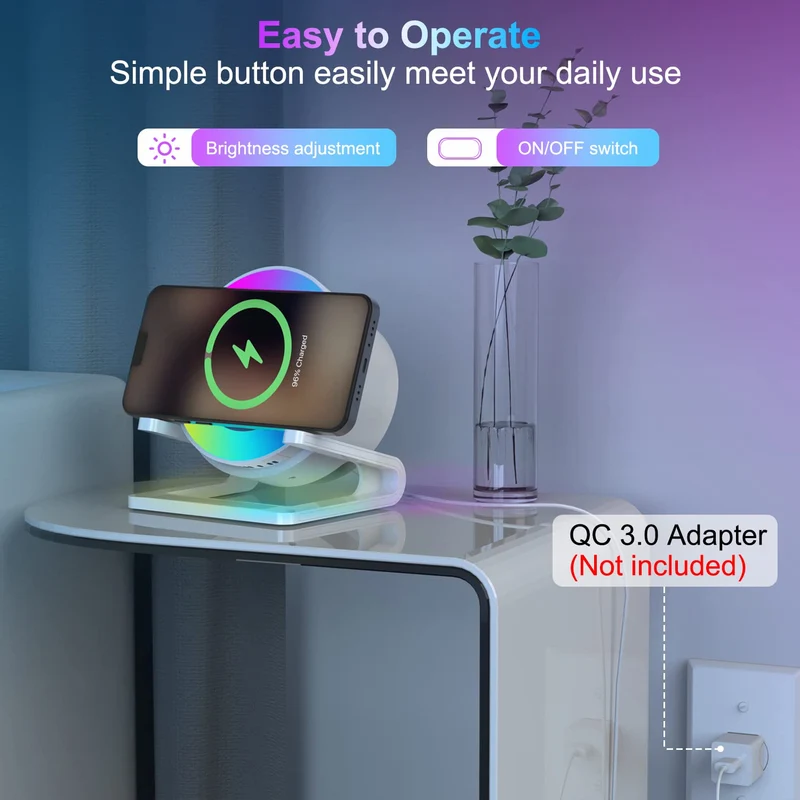 JAHAO M6064 Bluetooth Lautsprecher mit Nachtlicht & Wireless Charger
