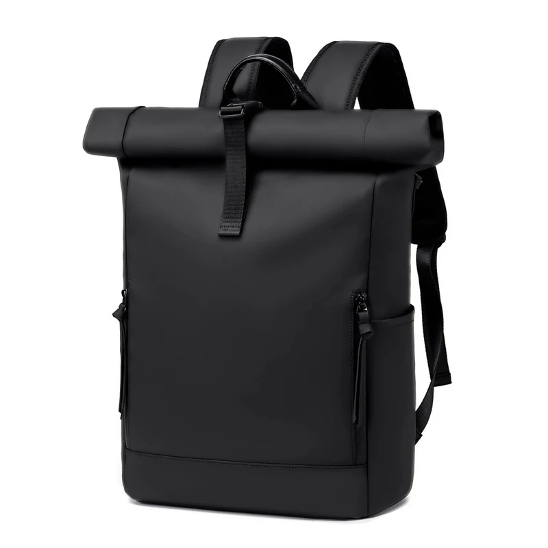 BJIAX Rolltop Rucksack wasserdicht, 17,3 Zoll Laptopfach, schwarz
