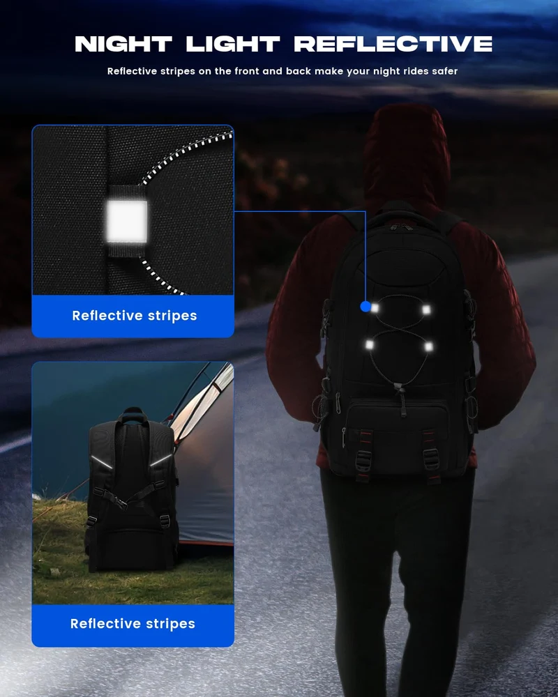 Besttravel Reiserucksack 45 L mit Laptopfach, wasserdicht, schwarz