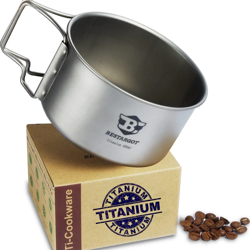 Bestargot Titan Becher 750 ml, ultraleichter Camping Topf, 130 g