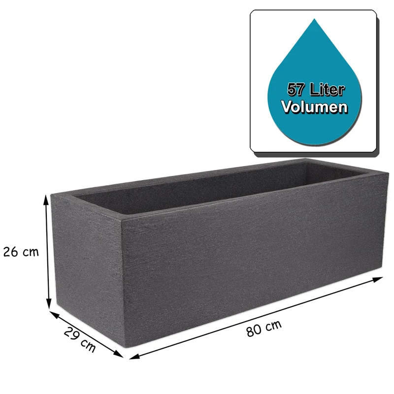 BigDean Pflanzkübel 80x30 cm Granitstein-Optik Anthrazit frostsicher