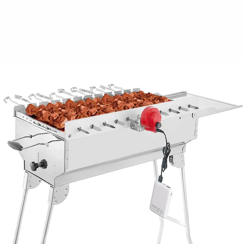 BEM Rambo Mangal Schaschlikgrill mit Motor, Powerbank und 11 Spiesse