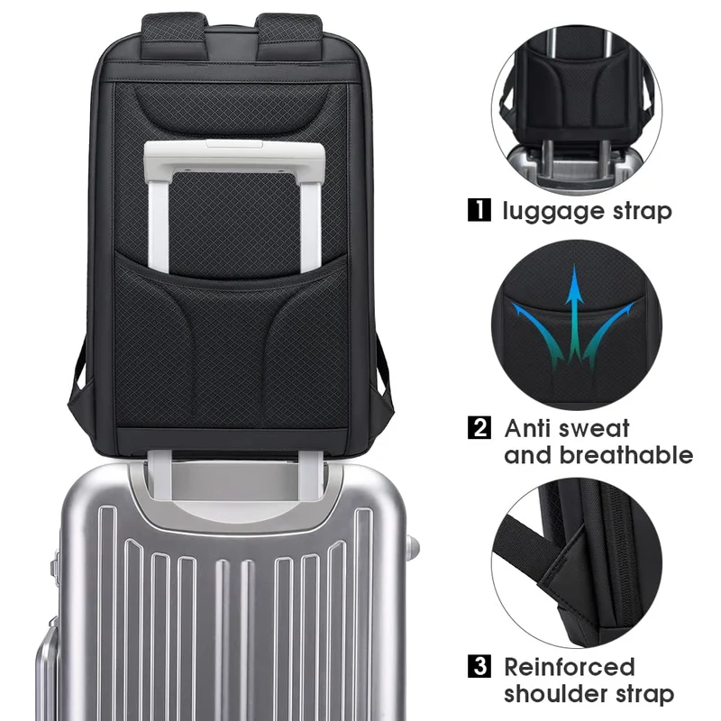 BANGE Business-Rucksack wasserdicht, 15,6-Zoll-Laptopfach, schwarz