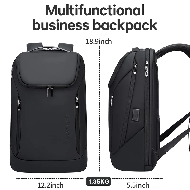 BANGE Business-Rucksack wasserdicht, 15,6-Zoll-Laptopfach, schwarz
