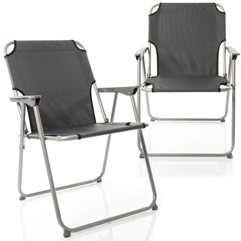 BigDean Klappstuhl 2er-Set, faltbar, Anthrazit, bis 120 kg