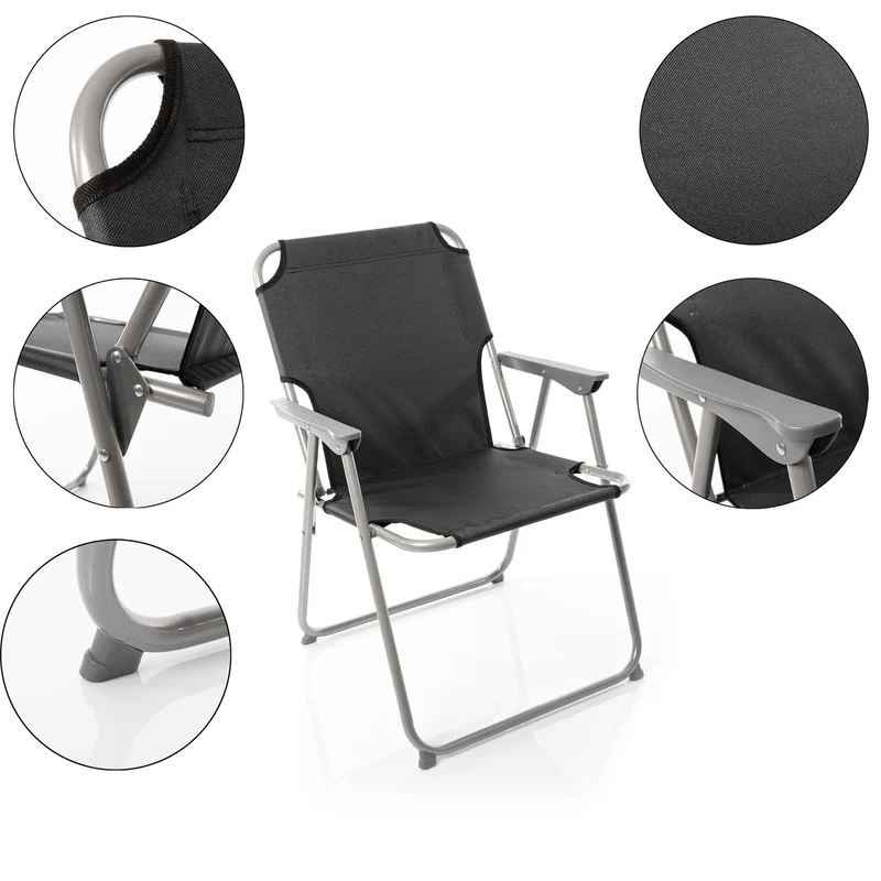 BigDean Klappstuhl 2er-Set, faltbar, Anthrazit, bis 120 kg
