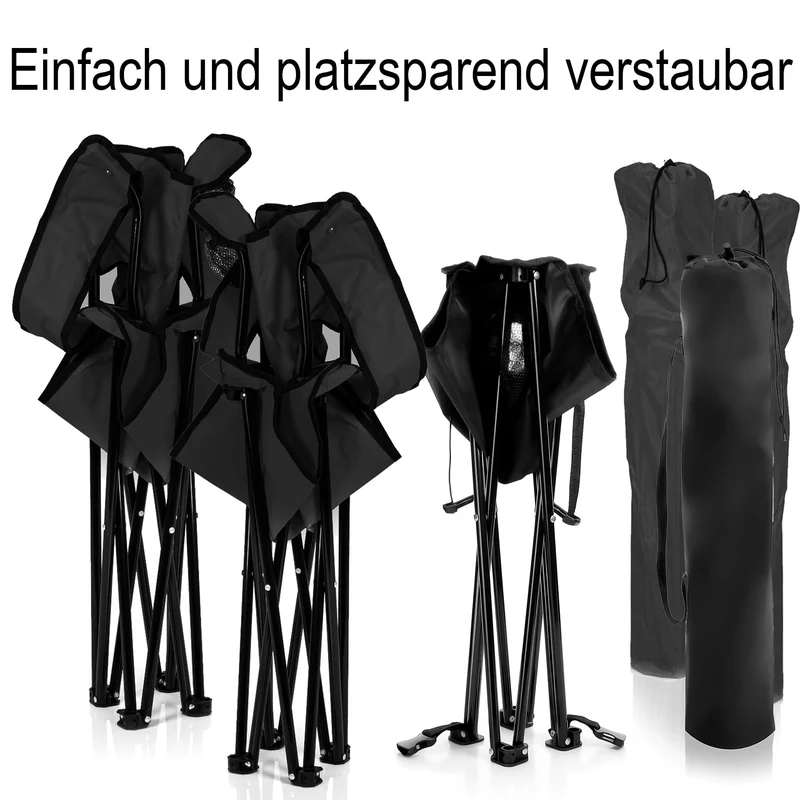 BigDean Campingset 2 Faltstühle mit Campingtisch faltbar schwarz