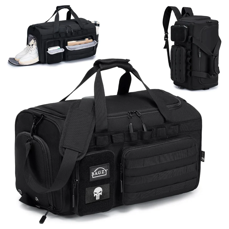 BAGZY Taktische Reisetasche 40L Sporttasche mit Rucksackfunktion