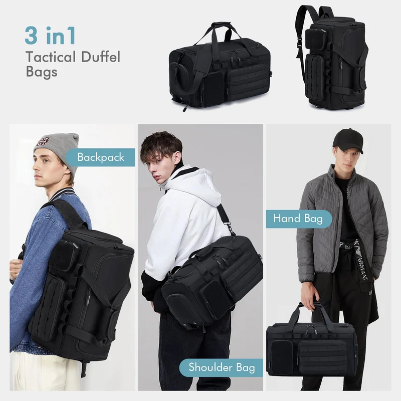 BAGZY Taktische Reisetasche 40L Sporttasche mit Rucksackfunktion