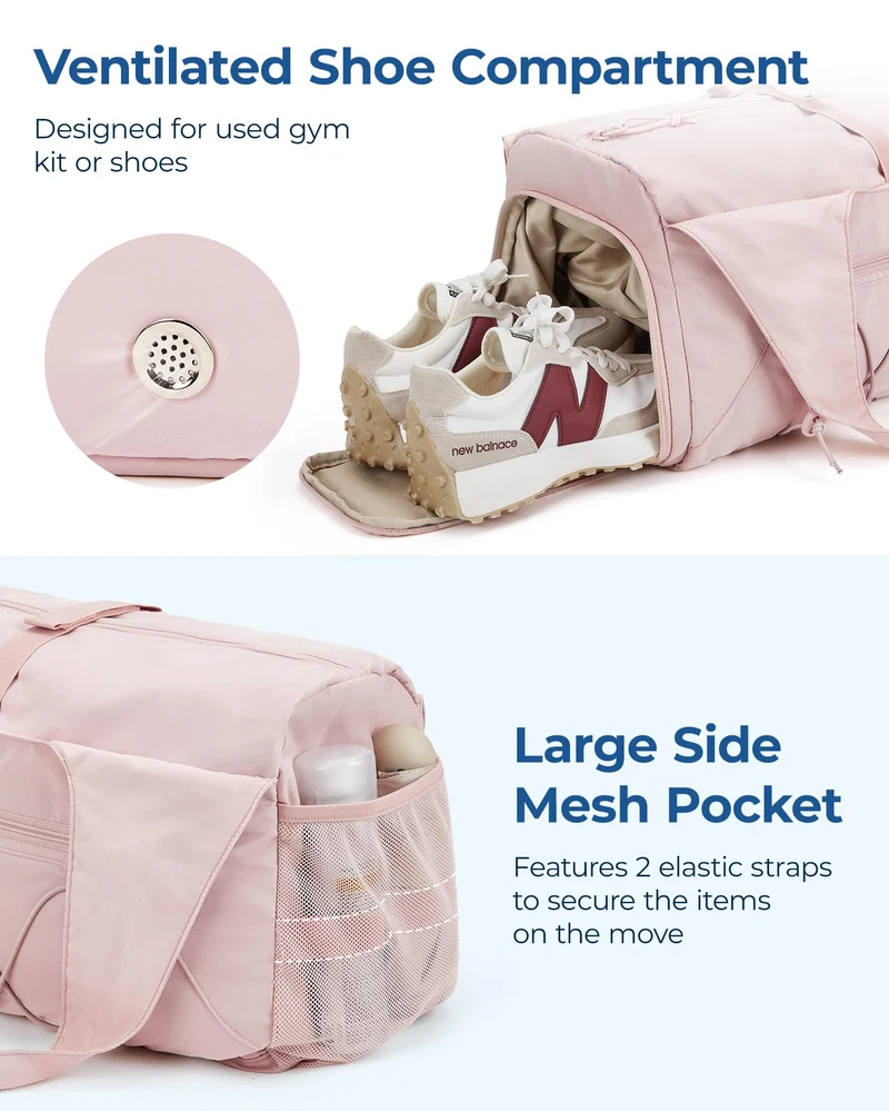 BAGSMART Sporttasche Damen mit Schuhfach und Nassfach, Kamel