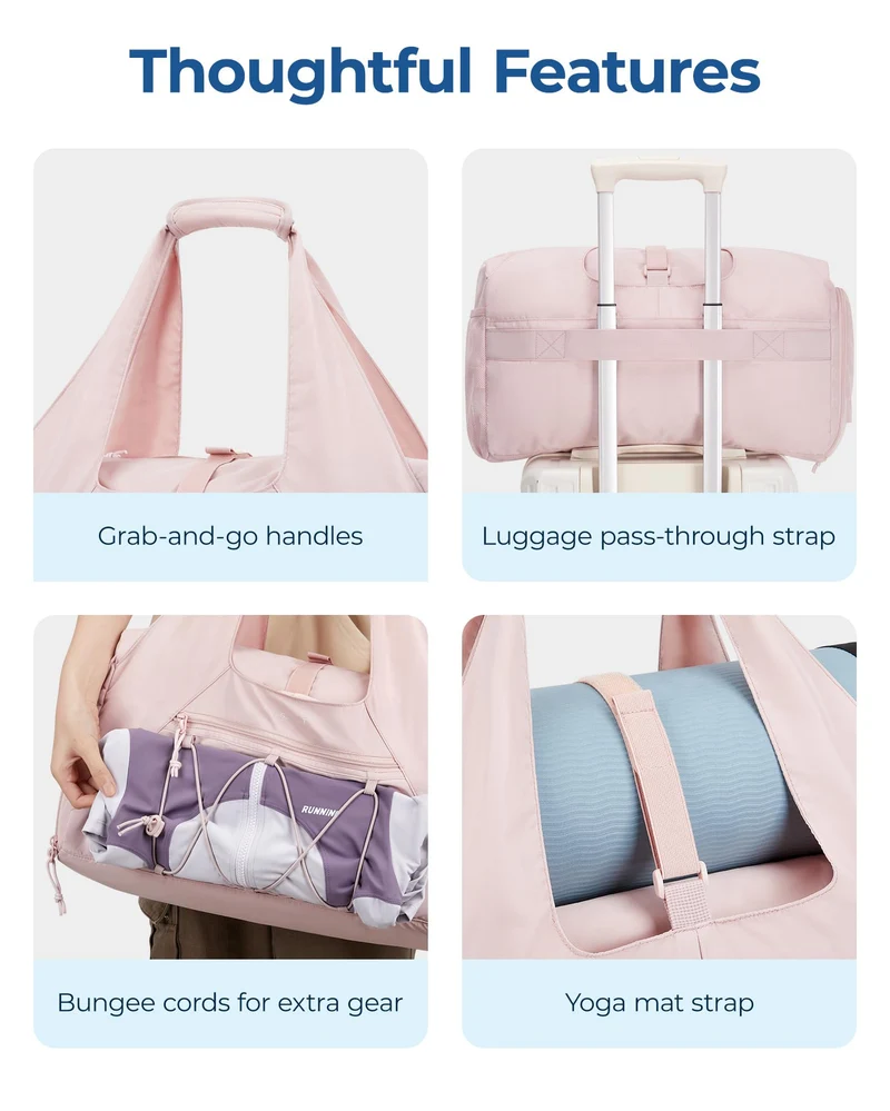 BAGSMART Sporttasche Damen mit Schuhfach und Nassfach, Kamel