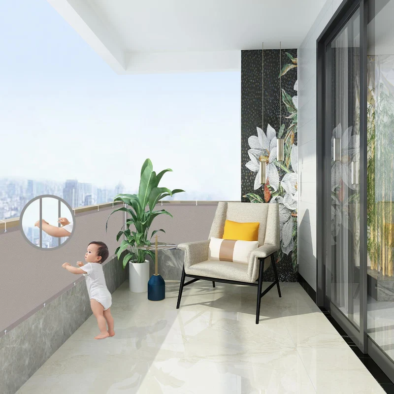 AXT SHADE Balkon Sichtschutz 90x800 cm wetterfest Taupe