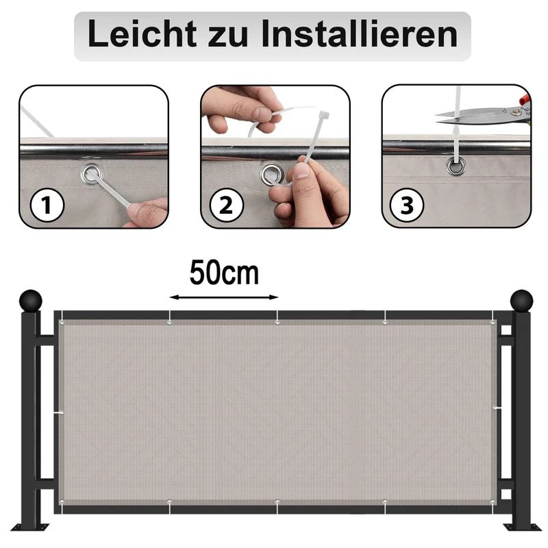 AXT SHADE Balkon Sichtschutz 90x800 cm wetterfest Taupe