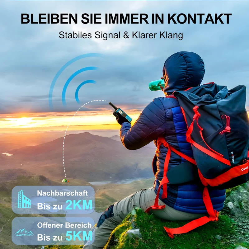 AWANFI Walkie Talkie 4er Set, aufladbare Funkgeräte, 16 Kanäle