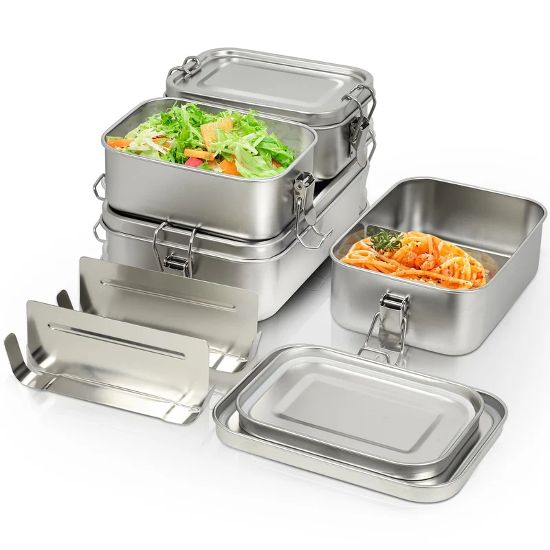 Awaiymi Edelstahl Lunchbox 4er-Set, auslaufsichere Brotdosen