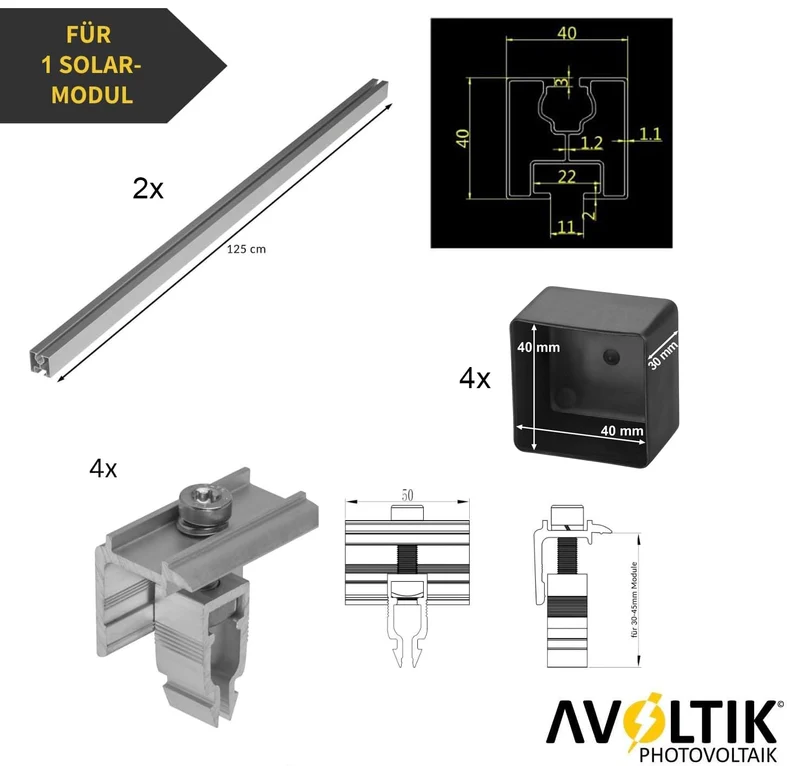 Avoltik Solar Ziegeldachhalterung für Balkonkraftwerk, 30–40 mm