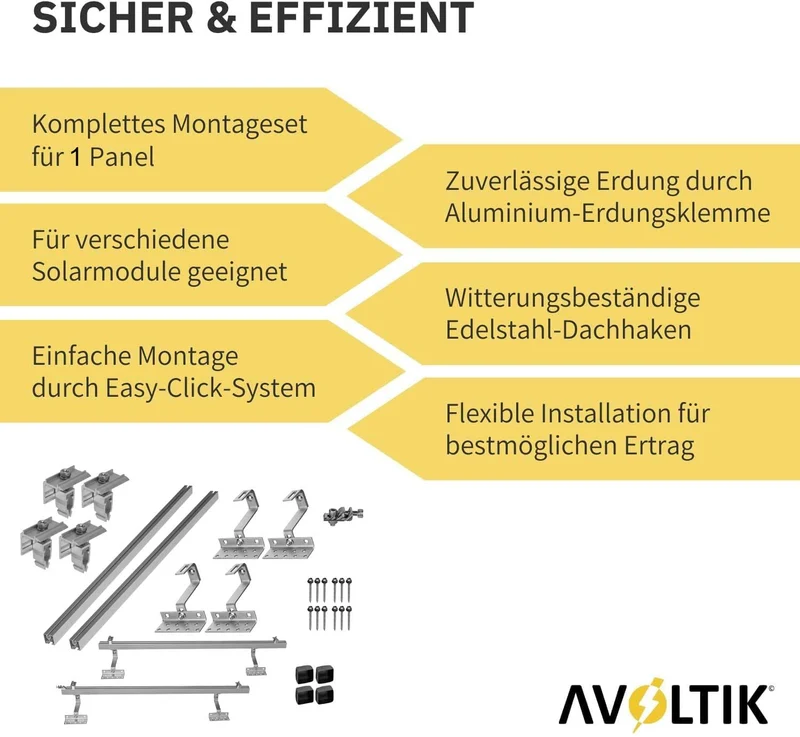 Avoltik Solar Ziegeldachhalterung für Balkonkraftwerk, 30–40 mm