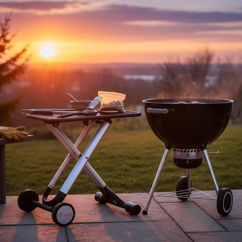 BBQ-Toro Klapptisch Grillwagen BQT2, klappbarer Beistelltisch schwarz