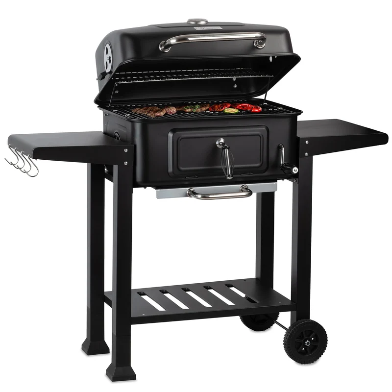 BBQ-Toro Holzkohlegrill Grillwagen BBQ15 mit Deckelthermometer