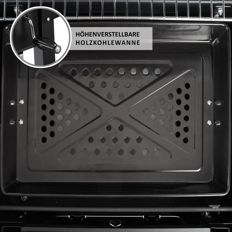 BBQ-Toro Holzkohlegrill Grillwagen BBQ15 mit Deckelthermometer
