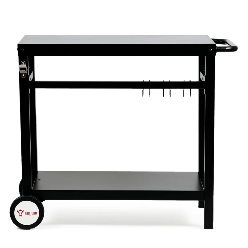 BBQ-Toro Grillwagen BQT3 schwarz, Grilltisch aus Stahl 85 x 50 x 81 cm