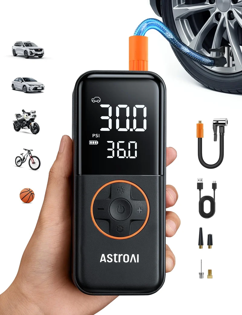 AstroAI Elektrische Luftpumpe AIRUN L4, Akku 6600 mAh, 10,3 bar