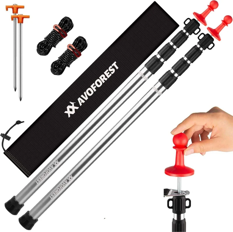 AVOFOREST TP10 Teleskop-Zeltstange Aluminium, 88–265 cm, 2er-Set
