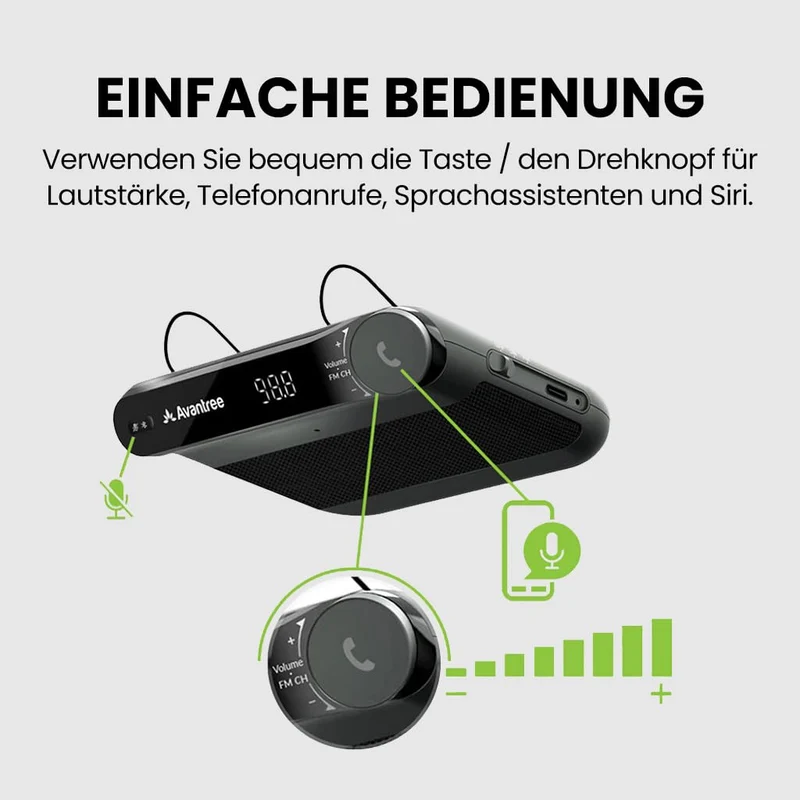 Avantree Roadtrip Bluetooth Freisprecheinrichtung mit FM-Transmitter