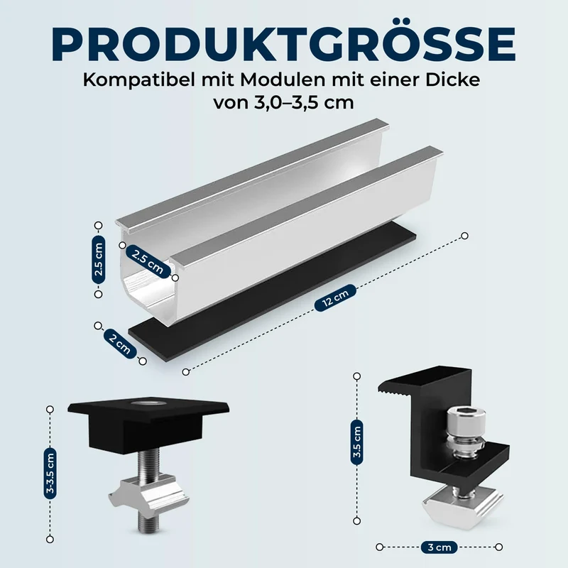 ANFIL Solarpanel Halterung für Flachdach und Metalldach, verstellbar