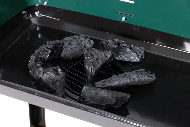 aro Holzkohlegrill Grillwagen mit 2 Grillrosten und Windschutz, grün