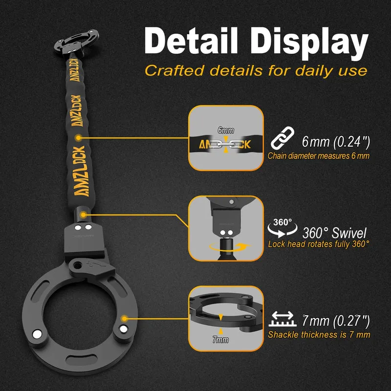 AMZLOCK Handschellenschloss AMZ009, 90 cm Kettenschloss für E-Scooter