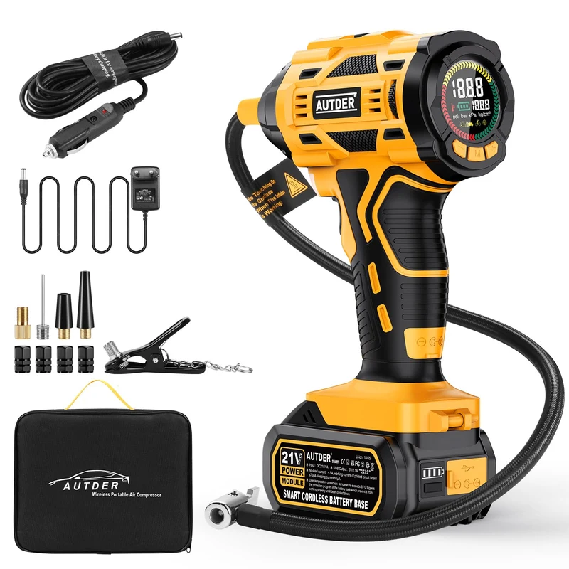 AUTDER AD380 Akku-Luftkompressor 180 PSI für Auto, Motorrad & Velo