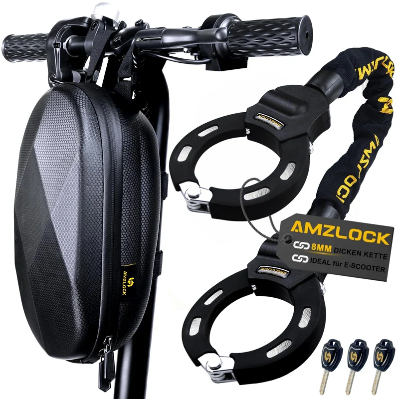 AMZLOCK E-Scooter Schloss 8 mm Kettenschloss mit Handschellenschloss