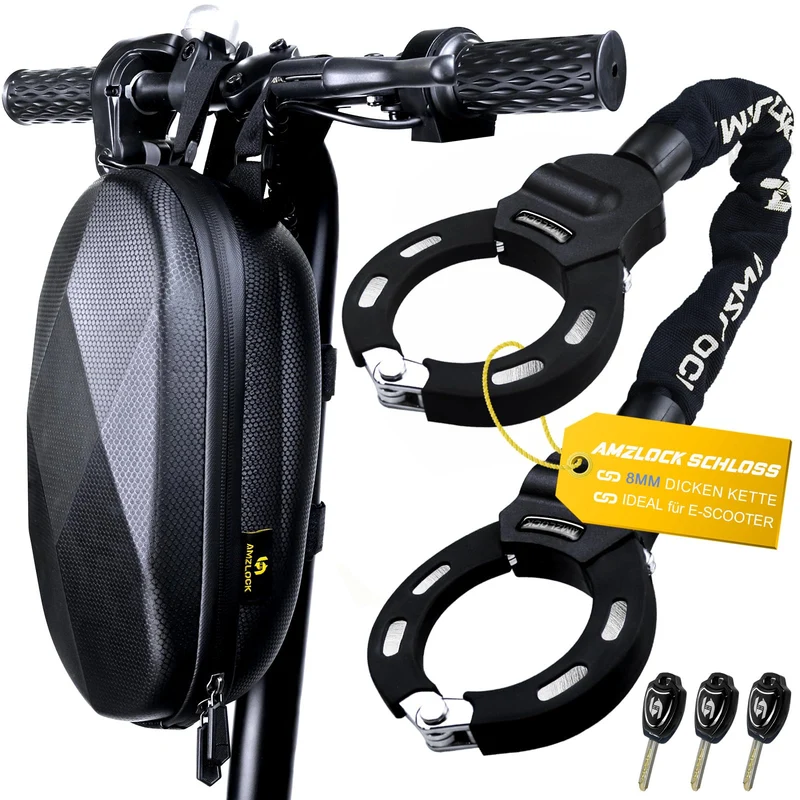 AMZLOCK E-Scooter Schloss AMZ001, 8 mm Kettenschloss, 75 cm