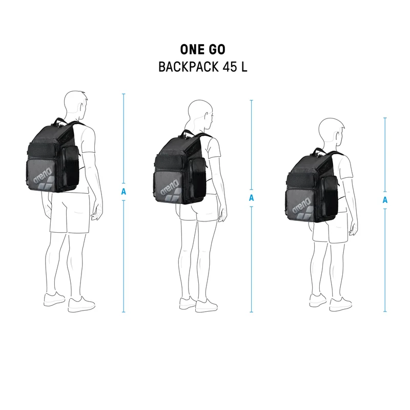 ARENA One Go Schwimmrucksack 45 L mit Laptopfach, wasserabweisend