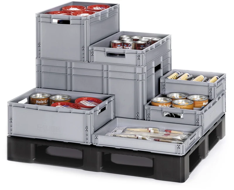 Auer Packaging Eurobehälter 60x40x42 cm, 86 l, silbergrau