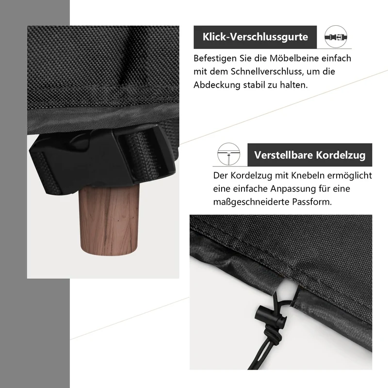 Dokon Gartenmöbel Abdeckung Wasserdicht 230x165x74cm Schwarz