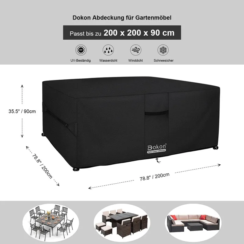 Dokon Gartenmöbel Abdeckung wasserdicht 200x200x90 cm schwarz