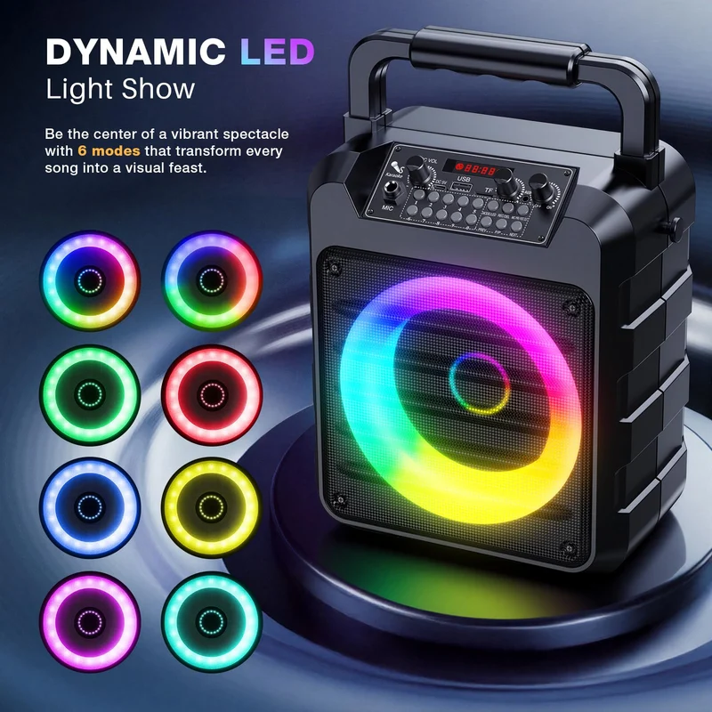 Dislocati Karaoke Maschine mit 2 Funkmikrofonen, 20W, Bluetooth 5.3