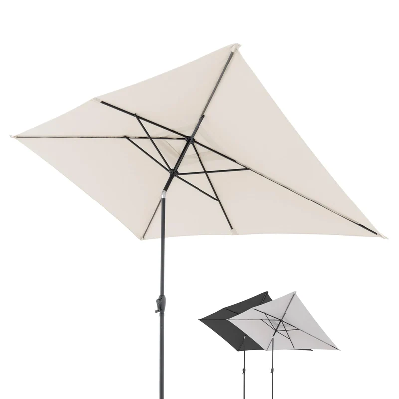 Doppler Jack Sonnenschirm 300 x 200 cm Natur, knickbar mit Kurbel