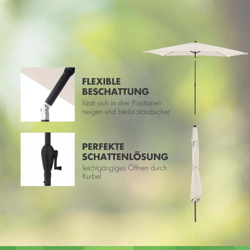 Doppler Jack Sonnenschirm 300 x 200 cm Natur, knickbar mit Kurbel