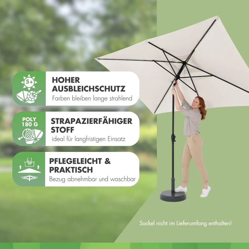 Doppler Jack Sonnenschirm 300 x 200 cm Natur, knickbar mit Kurbel