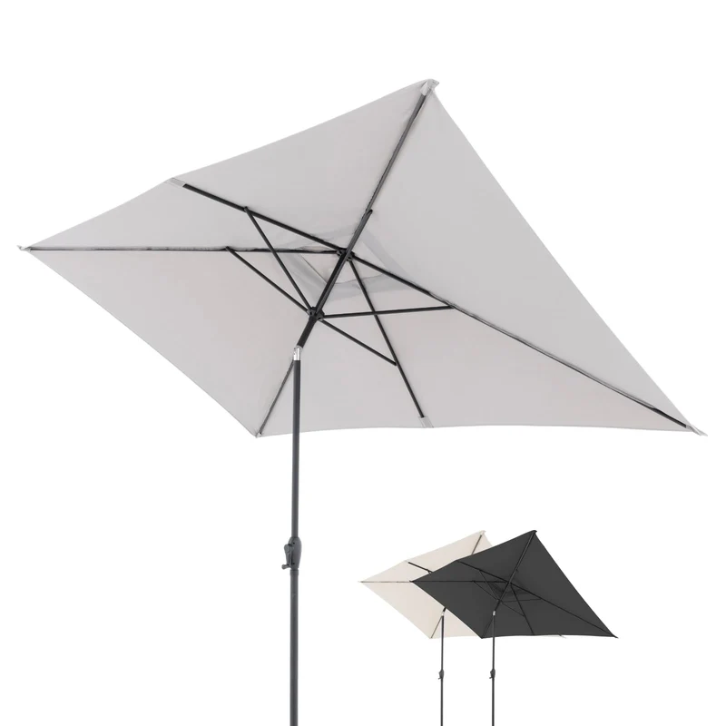Doppler Jack Sonnenschirm 300 x 200 cm hellgrau, knickbar mit Kurbel